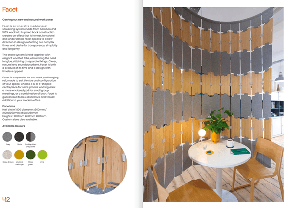 Facet modular hanging screen brochure